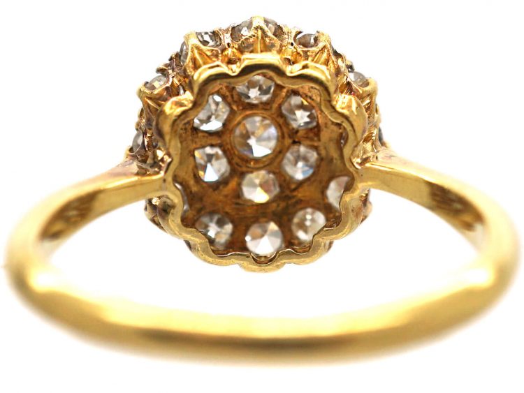 Edwardian 18ct Gold & Platinum, Pave Set Diamond Cluster Ring