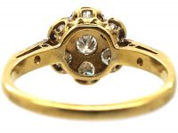 Edwardian 18ct Gold & Platinum, Diamond Cluster Ring with Diamond Set Shoulders