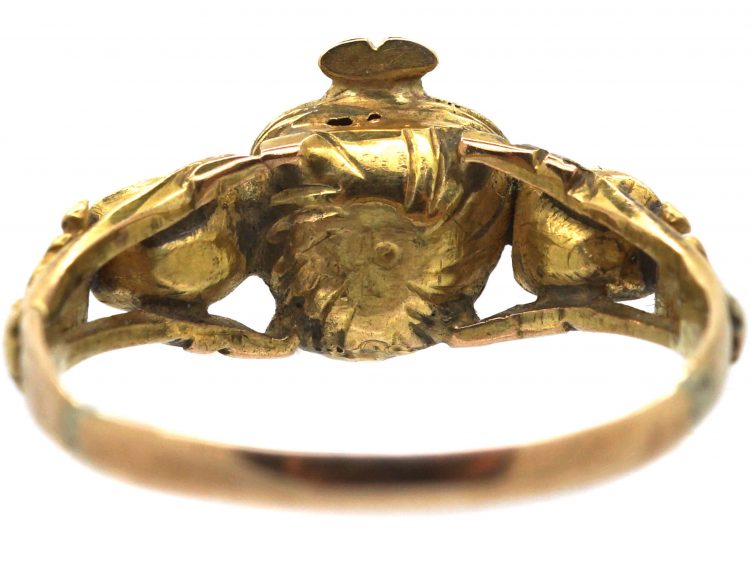 Georgian 18ct Gold, Ruby & Rose Diamond Heart Ring