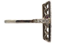 Art Deco Platinum, Diamond & Ruby Rectangular Shaped Ace of Hearts Ring