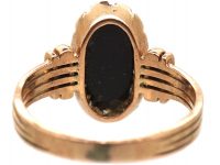 Victorian 14ct Gold Ring with Carved Sardonyx Angel in a Natural Split Pearl Surround