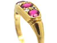 Edwardian 18ct Gold, Ruby & Diamond Three Stone Ring by Deakin & Frances