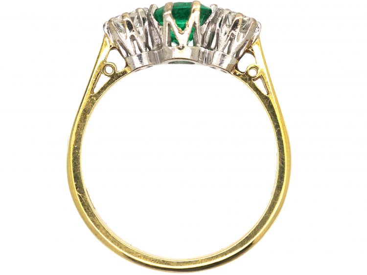 18ct Gold, Emerald & Diamond Three Stone Ring