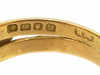 Edwardian 18ct Gold Double Snake Ring set a Ruby & a Diamond