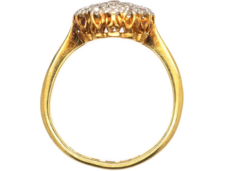 Edwardian 18ct Gold & Platinum, Pave Set Diamond Cluster Ring