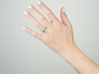 Art Deco Platinum, Emerald & Diamond Rectangular Cluster Ring