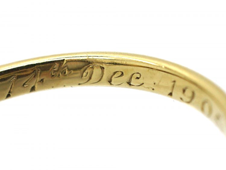 Edwardian 18ct Gold, Opal & Diamond Navette Shaped Ring by Child & Child