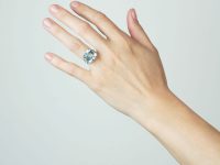 Retro 18ct White Gold, Aquamarine & Diamond Ring