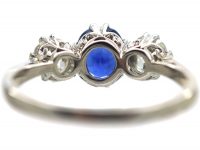 Art Deco 18ct White Gold, Sapphire & Diamond Three Stone Ring
