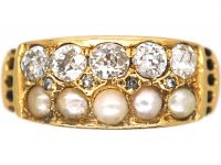 Victorian 18ct Gold Pearl & Diamond Ring