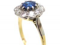Edwardian 18ct Gold & Platinum, Diamond & Sapphire Cluster Ring