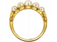 Victorian 18ct Gold, Graduated Five Natural Pearl Ring