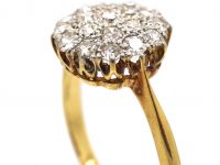 Edwardian 18ct Gold & Platinum, Pave Set Diamond Cluster Ring