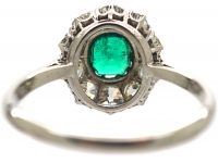 Platinum, Emerald & Diamond Cluster Ring