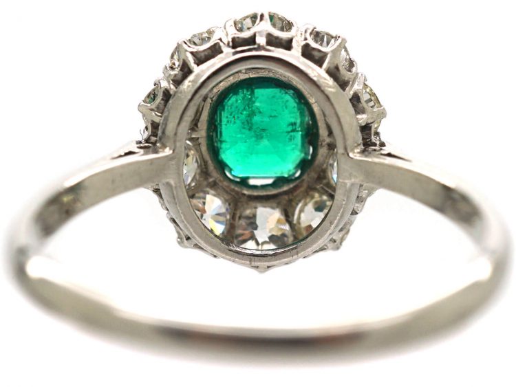 Platinum, Emerald & Diamond Cluster Ring