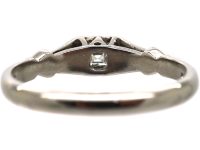 18ct White Gold Square Cut Diamond Ring with Diamond Set Shoulders