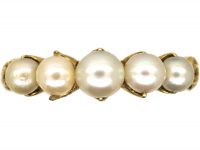 Victorian 18ct Gold, Graduated Five Natural Pearl Ring