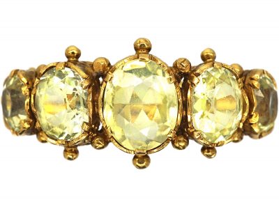 Regency 18ct Gold Ring set with Five Chrysolites