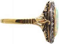 Edwardian 18ct Gold, Opal & Diamond Navette Shaped Ring by Child & Child