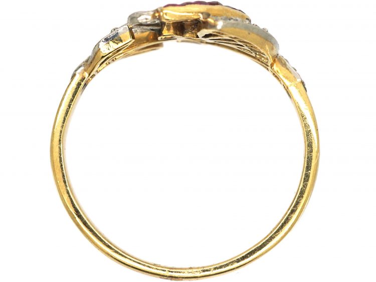 Art Nouveau 18ct Gold, Diamond & Ruby Butterfly Ring