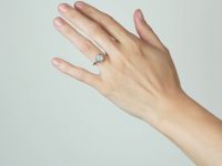 Art Deco 18ct Gold & Platinum, Diamond Cluster Ring with Piecrust Surround