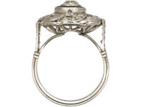 Large Art Deco Platinum, Sapphire & Diamond Target & Coil Ring
