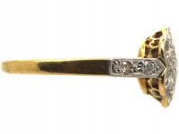 Edwardian 18ct Gold & Platinum, Diamond Cluster Ring with Diamond Set Shoulders