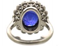 Platinum, 4.10 carat Sapphire & Diamond Oval Cluster Ring