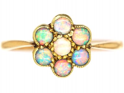 Edwardian 18ct Gold, Opal Cluster Ring