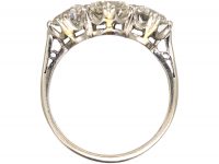 Art Deco Platinum, Three Stone Diamond Ring
