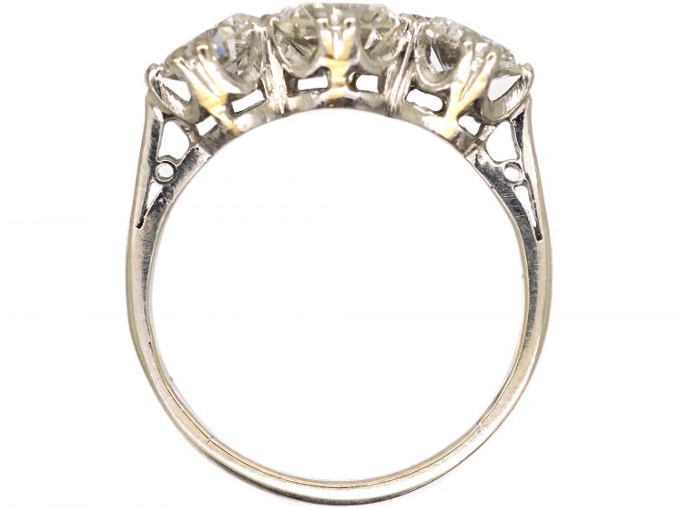 Art Deco Platinum, Three Stone Diamond Ring