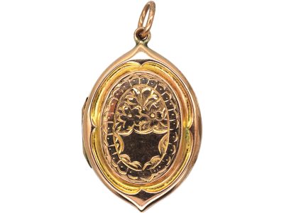 Edwardian 9ct Gold Back & Front Oval Shaped Locket