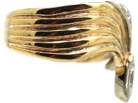 18ct Gold Stylised Snake Ring set with a Marquise Diamond