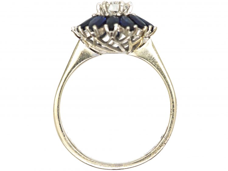 Mid Century 18ct White Gold Sapphire & Diamond Ballerina Ring