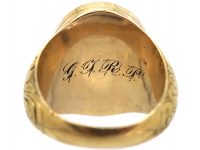 Victorian 18ct Gold Signet Ring set with Carnelian with Secret Hinged Locket