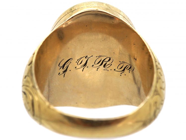 Victorian 18ct Gold Signet Ring set with Carnelian with Secret Hinged Locket