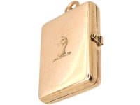 Victorian 9ct Gold Large Rectangular Locket with Engraved Deer
