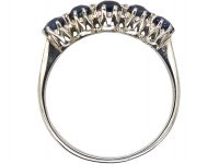 Art Deco 18ct White Gold, Five Stone Sapphire Ring