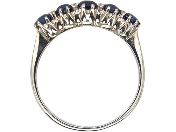 Art Deco 18ct White Gold, Five Stone Sapphire Ring