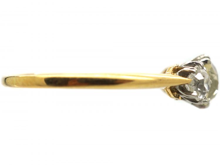 Edwardian 18ct Gold, Three Stone Old Mine Cut Diamond Ring