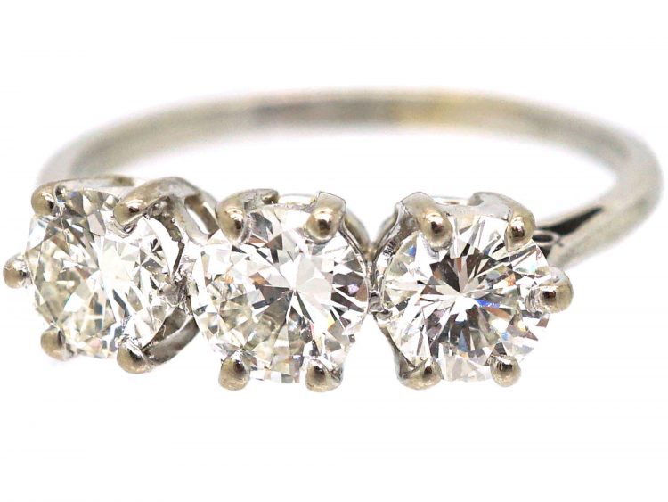 Platinum, Three Stone Diamond Ring