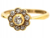 Edwardian 18ct Gold & Diamond Daisy Cluster Ring