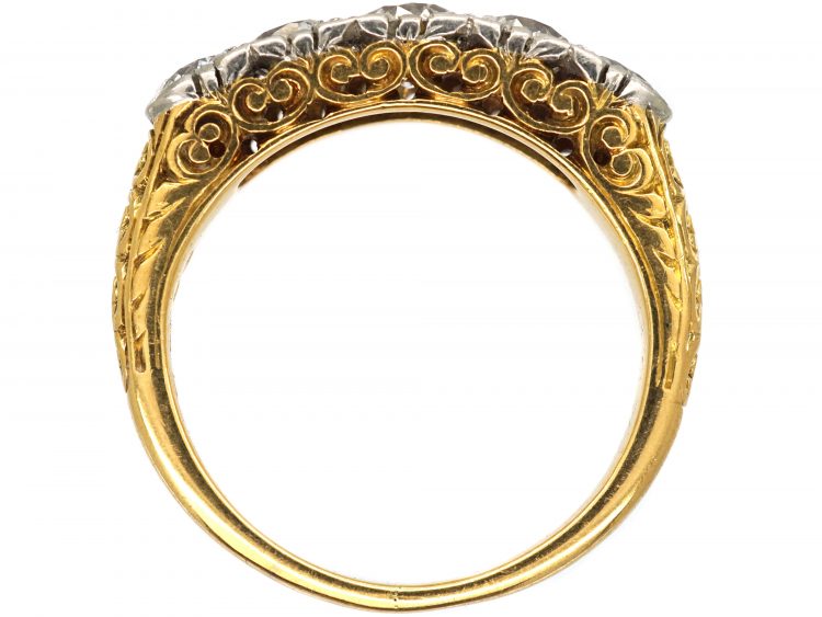 Edwardian 18ct Gold & Platinum, Five Stone Diamond Ring