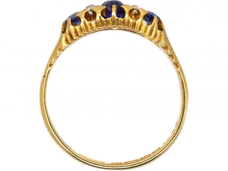 Edwardian 18ct Gold, Sapphire & Diamond Three Stone Ring
