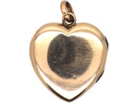 Edwardian 9ct Gold Back & Front Heart Shaped Locket with Cross Motif set with Paste