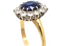 1930s 18ct Gold, Sapphire & Diamond Oval Cluster Ring