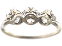 Art Deco Platinum, Three Stone Diamond Ring