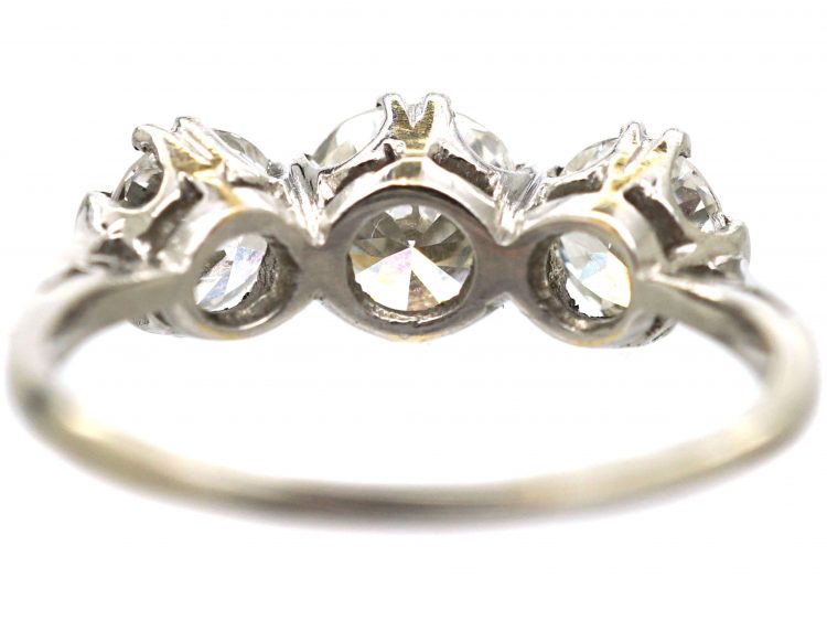 Art Deco Platinum, Three Stone Diamond Ring