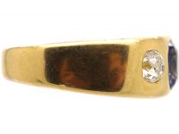 Edwardian 18ct Gold, Sapphire & Diamond Rub Over Set Ring
