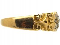 Victorian 18ct Gold Ring With Diamond Set Star Motif